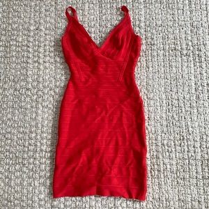 Herve Leger Red Bandage Dress